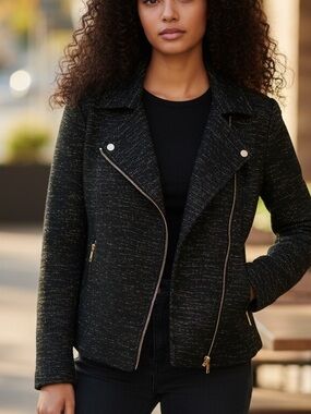 Mary Kay Textured Black and Gold Suit Jacket